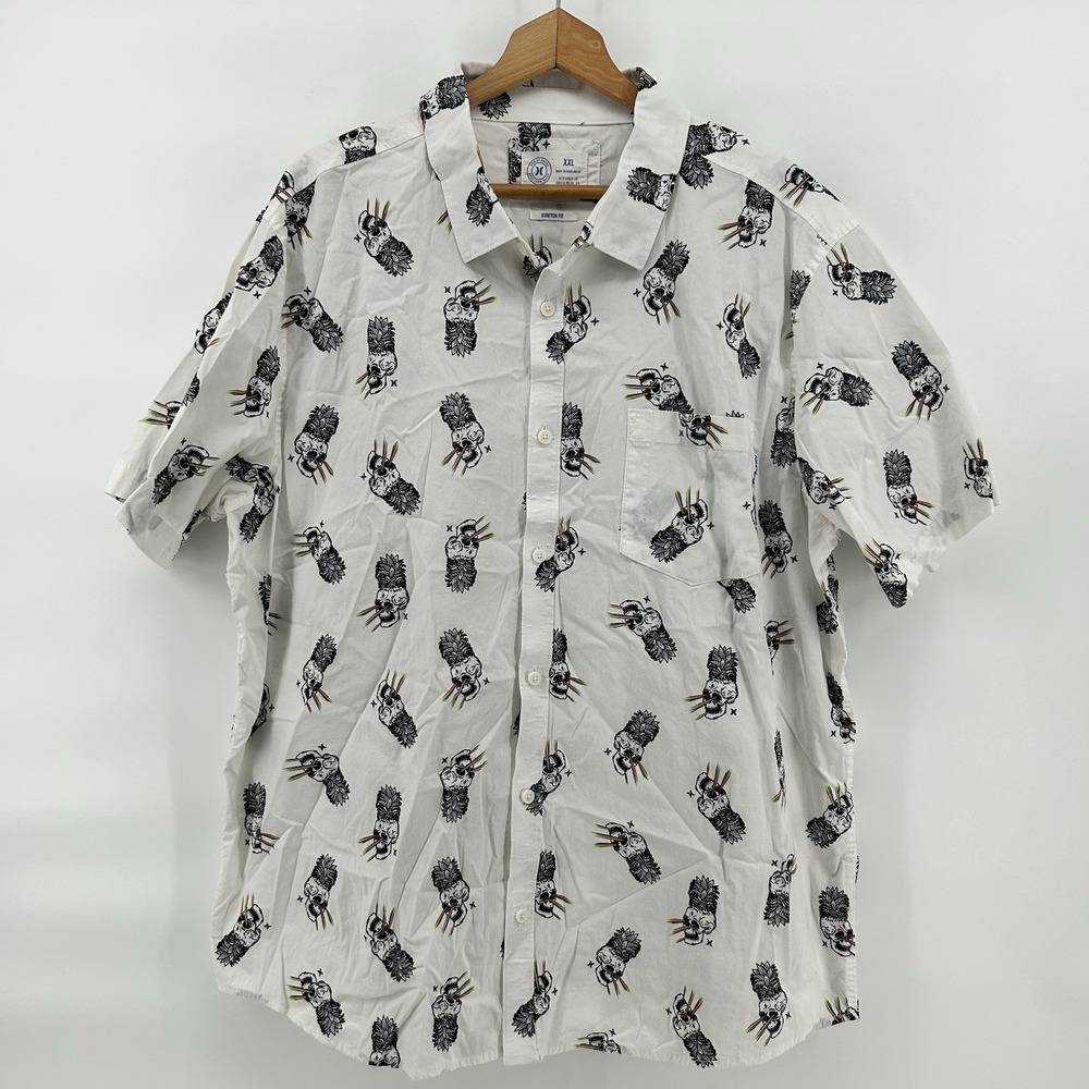 Hurley Shirt Mens 2XL Pineapple Skull‎ Graphic Stretch Tropical Psychedelic